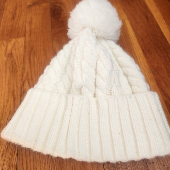kate spade Accessories - Kate Spade White Cable Knit Beanie Hat With Pom Pom Unisex - One Size